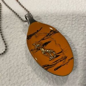 CAT Spoon Resin Pendant Necklace GREAT GIFT! Hand crafted